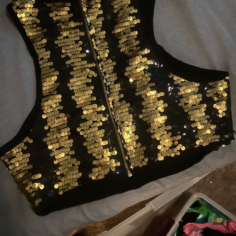 Audrey Black and Gold Sequin Top